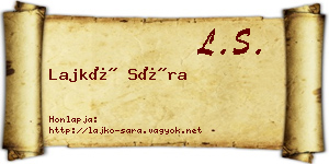 Lajkó Sára névjegykártya